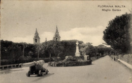 Delcampe - CPA Floriana Malta, Zwei Türme Im Hintergrund, Kanone Im Vordergrund, Gartenanlage - Malta