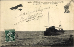Delcampe - CPA Latham Sur Son Monoplan Antoinette, Essayant De Franchir La Manche - Sonstige & Ohne Zuordnung