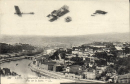 Delcampe - CPA Aviation Avion Grande Semaine D'aviation Vue Sur La Saone - ....-1914: Vorläufer