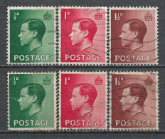 Delcampe - 1936 GREAT BRITAIN Set Of 6 Used Stamps (Scott # 230-232) - Used Stamps