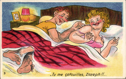 Delcampe - CPA Fantaisie Humour Tu Me Catouilles Zazeph - Humor