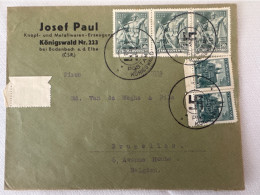 Delcampe - Czechoslovakia 1938 Cover 5x50h Stamps Königswald To Brussels Belgium Postal History - Lettres & Documents