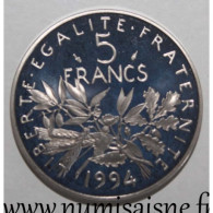 Delcampe - France - 5 Francs 1994 - Semeuse - Dauphin - BE - 5 Francs