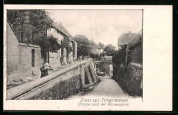 Delcampe - AK Tangermünde, Strasse Nach Der Wasserpforte, Junge Frau Mit Kind - Tangermünde