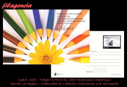 Delcampe - CUBA. ENTEROS POSTALES. TARJETA POSTAL FRANQUEO PREPAGO. 2009 DÍA INTERNACIONAL DE LA MUJER. MARIPOSA. LÁPICES DE COLOR - Autres & Non Classés