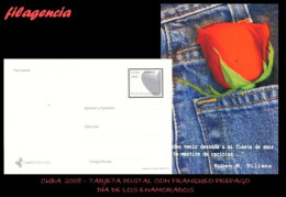Delcampe - CUBA. ENTEROS POSTALES. TARJETA POSTAL FRANQUEO PREPAGO. 2008 DÍA DE LOS ENAMORADOS. ROSA EN BOLSILLO DE PANTALÓN - Autres & Non Classés
