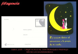 Delcampe - CUBA. ENTEROS POSTALES. TARJETA POSTAL FRANQUEO PREPAGO. 2008 DÍA DE LOS ENAMORADOS. PAREJA DE GATOS EN LA LUNA - Autres & Non Classés