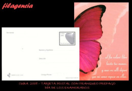 Delcampe - CUBA. ENTEROS POSTALES. TARJETA POSTAL FRANQUEO PREPAGO. 2008 DÍA DE LOS ENAMORADOS. ALAS DE MARIPOSA - Autres & Non Classés