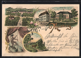 Delcampe - Lithographie Bad Meinberg, Hotel Rose, Kursaal, Frau Im Schlammbad - Bad Meinberg