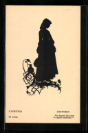 Delcampe - Künstler-AK Paul Konewka: Schattenschnitt, Faust, Gretchen Alleine - Märchen, Sagen & Legenden