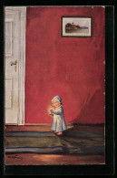 Delcampe - Künstler-AK Ad. Hoffmann: Gute Nacht, Kleines Mädchen Im Nachthemd Und Mit Nachtlicht - Hoffmann, Ad.