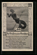 Delcampe - Künstler-AK Sternzeichen Wassermann - Bild Eines Wassermannes Und Gedicht - Astronomie