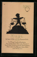 Delcampe - Künstler-AK Sternzeichen Wage, Element Luft, Besitzt Güte, Schönheitsliebe Und Freiheitssinn, Schattenbild - Astronomie