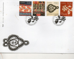 Delcampe - TEXTILES - CROATIA - 2014 - ETHNOGRAPHICAL LACE SET OF 4 ON ILLUSTRATED FDC SG CAT £21.50 - Textile