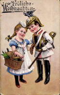 Delcampe - CPA Kinderportrait, Junge In Uniform, Mädchen Mit Picknickkorb - Sonstige & Ohne Zuordnung