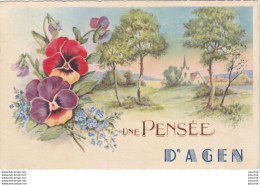 Delcampe - M8-47) AGEN - UNE PENSEE - FLEURS  PENSEES  AVEC PAYSAGE  - ( 2 SCANS ) - Agen