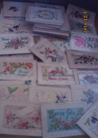 Delcampe - LOT DE 50 CARTES BRODEES ( SOUVENIR - PATRIOTIQUES - ANNIVERSAIRE - AMITIE - BONNE FETE - AVEC POCHETTE ETC .. - 5 - 99 Karten
