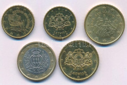 Delcampe - Ciprus 2008. 10c + Lettország 2014. 10c + 50c + San Marino 2008. 50c + 2015. 1E T:XF,VF Cyprus 2008. 10 Euro Cent + Latv - Ohne Zuordnung