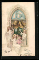 Delcampe - AK Vier Kleine Osterengel Läuten Die Glocken, Grusskarte - Engel