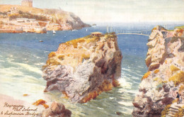 Delcampe - A790 England Newquay Island And Suspension Bridge Art Vintage Postcard - Welt