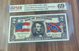 Delcampe - 2$ 1865 Commemorative Banknote Project Unlisted On Paper With Watermark And UV - A Identifier