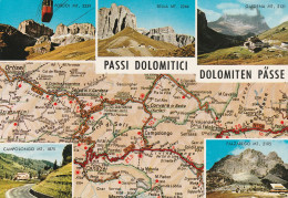 Delcampe - 1 Map Of Italy * 1 Ansichtskarte Mit Der Landkarte - Passi Dolomitici - Dolomiten Pässe * - Mapas