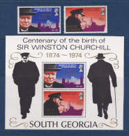 Delcampe - Géorgie Du Sud - YT N° 47 Et 48 Et Bloc 1 ** - Neuf Sans Charnière - Sir Winston Churchill - 1974 - Zuid-Georgia