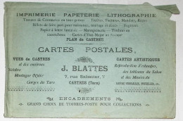 Delcampe - CASTRES ENVELOPPE VIDE  ENTETE CARTES POSTALES J BLATTES 7 RUE SABATIERS ENCADREMENTS GRAND CHOIX TIMBRES POSTE - Castres
