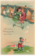 Delcampe - N°26223 - Carte Gaufrée - Couple Dans Un Avion Lançant Des Lettres - Geburtstag