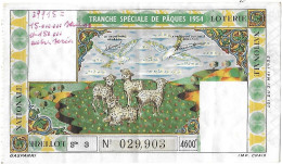 Delcampe - Billet LOTERIE NATIONALE - 1954 -Tranche Spéciale De Pâques - Mouton Moutons Agneau Agneaux Brebis - Loterijbiljetten