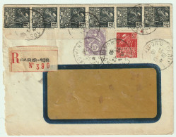 Delcampe - 1930 6xYv.270 15c & Yv.272.I 0fr50 Expo Coloniale + 10c T. Blanc Sur LSC Recommandée De Paris à Bois-Colombes - Lettres & Documents