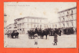 Delcampe - 05495 ◉ TARANTO Puglia ◉ Piazza Giordano BRUNO ◉ Place Fillettes Caleche Attelage 1910s ◉ Edizione RIMINI 275 - Taranto