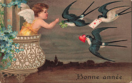 Delcampe - FETE - Bonne Année - Carte En Relief - Amour - Chérubin - Lettre - CPA - Neujahr