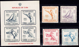 Delcampe - CUBA 1960 SUMMER OLYMPIC GAMES ROME MI No 669-72+BLOCK 18 MNH VF!! - Sommer 1960: Rom