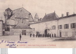 Delcampe - 17) SAINTES - EGLISE SAINT PALLAIS ET CASERNE TAILLEBOURG  - 1903 + TIMBRES TAXE  - ( 2 SCANS ) - Saintes