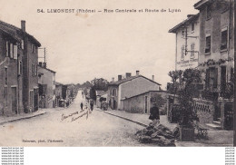 Delcampe - C14-69) LIMONEST (RHONE)  ROUTE DE LYON ET RUE CENTRALE - ( ANIMEE - ENFANTS - A DROITE LA POSTE - 2 SCANS ) - Limonest