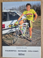 Delcampe - Card William Dazzani - Team Italbonifica-Navigare-Conti - 1990 - Cycling  - Cyclisme - Ciclismo - Wielrennen - Radsport