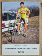 Delcampe - Card Massimo Podenzana - Team Italbonifica-Navigare-Conti - 1990 - Cycling  - Cyclisme - Ciclismo - Wielrennen - Radsport