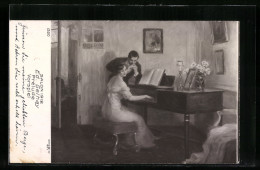 Delcampe - Künstler-AK Ed. Gelhay: Vorspiel Am Klavier, Salon 1912 - Musik Und Musikanten