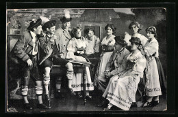 Delcampe - AK Männer Und Frauen In Tracht Am Tisch Mit Zither - Musik Und Musikanten