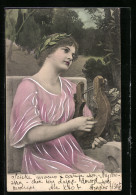 Delcampe - AK Frau Mit Lorbeerkranz Spielt Die Leier - Musik Und Musikanten