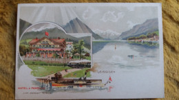 Delcampe - CPA LEISSIGEN HOTEL ET PENSION ZUM WEISSEN KRUZ SUISSE LAC TRAIN BATEAU - Leissigen