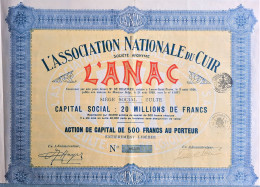 Delcampe - L'association Nationale Du Cuir - L'Anac - Zulte - 1928 - Action De Capital - Textiles