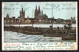 Delcampe - Künstler-AK Köln, Totalansicht Mit Pontonbrücke - Köln
