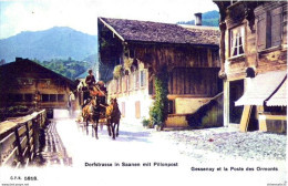 Delcampe - SUISSE GESSENAY ET LA POSTE DES ORMENTS TRÈS BELLE ANIMATION REIMPRESSION DE CARTE ANCIENNE - Gessenay