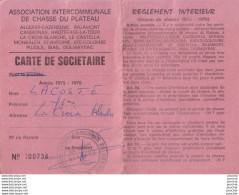 Delcampe - CHASSE - CARTE DE SOCIETAIRE -  1975 - 1976 - LA CROIX BLANCHE - BIAS - PUJOLS - ST. ANTOINE - ETC...  - ( 2 SCANS ) - Tessere Associative