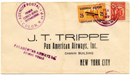 Delcampe - PANAMA 1er Vol Panaméricain 9/02/1929 Pour New-York. Cachets Et Griffes Spéciaux. - Panama