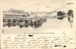 Delcampe - CPA Bateau Peniche Nancy Vue Sur Le Canal Prise Du Pont Saint-Georges - Embarcaciones