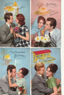 Delcampe - COUPLES - Une Chaumière 2 Coeurs - Lot De 4 CPSM - Couples