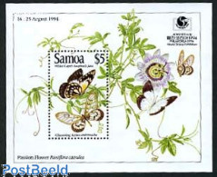 Delcampe - Samoa 1994 PHILAKOREA S/s, Mint NH, Nature - Butterflies - Flowers & Plants - Samoa